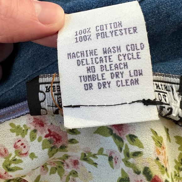 Stunning Vintage Cottagecore Patchwork Quilted Denim Midi Maxi Dress 70s 80s 90s - Picture 9 of 11